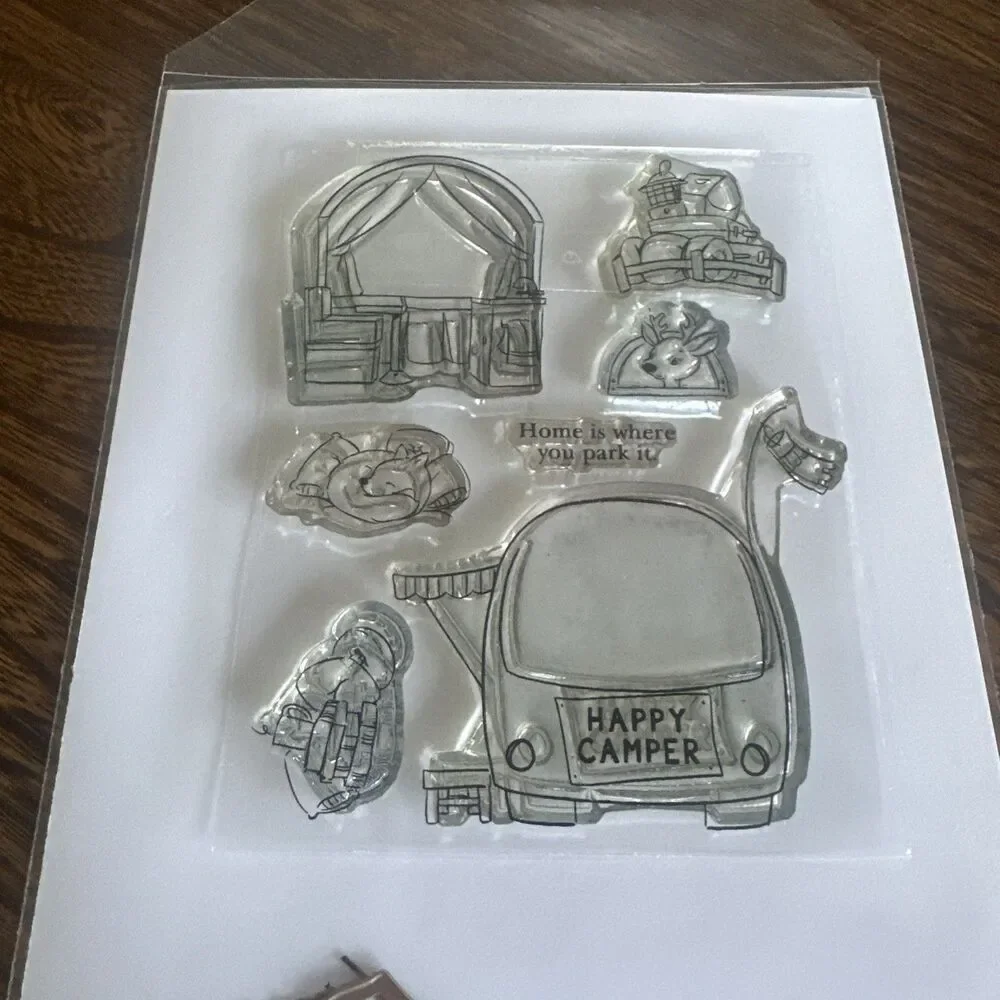 Art Impressions Happy Camper Clear Stamp Metal Cutting Die Set Tryfolds